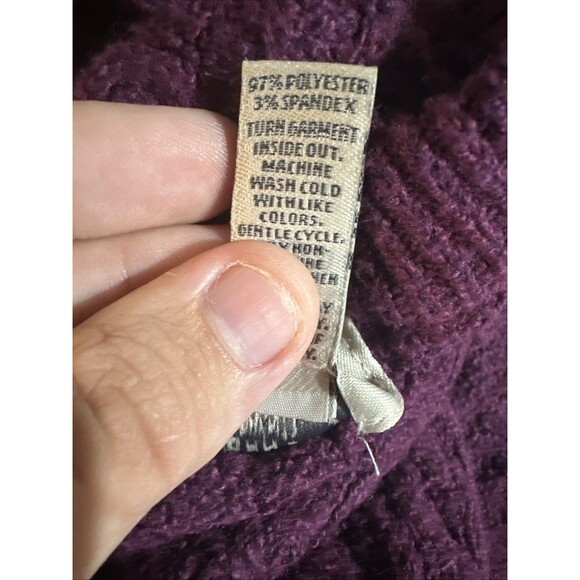 St. John's Bay sweater women's large petite Crewneck Purple Cable Knit NWT - Picture 8 of 8